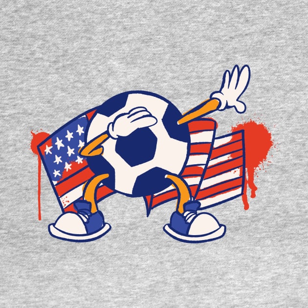 Dabbing Soccer Ball Cartoon USA American Flag by Now Boarding